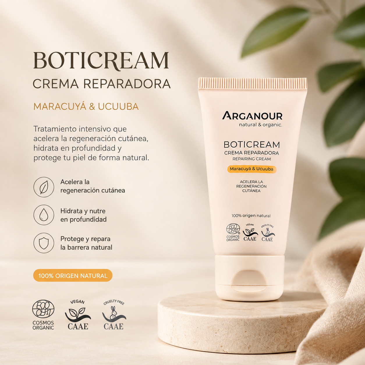Arganour Boticream Crema Reparadora con Maracuyá y Ucuuba | Regeneración Intensiva de la Piel