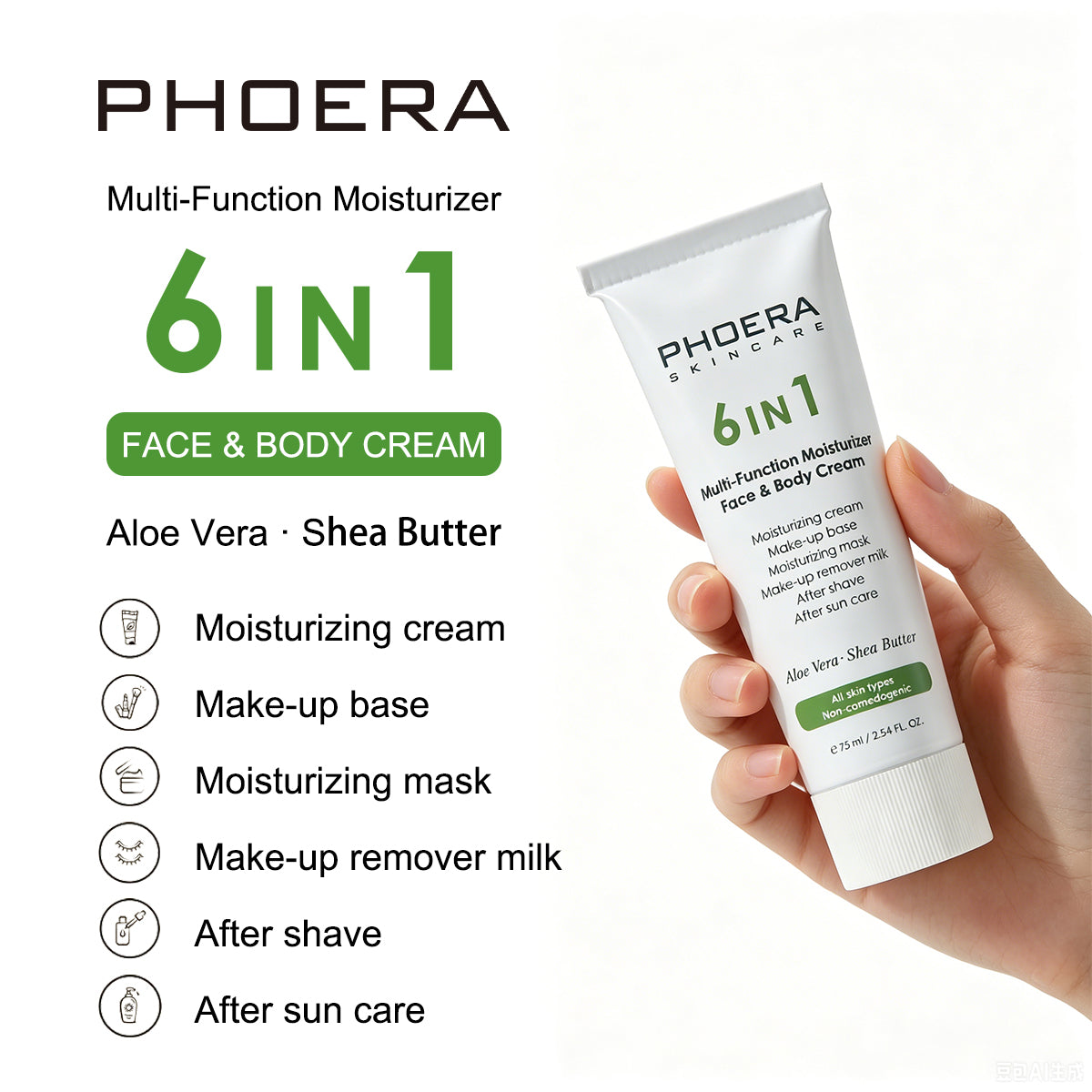 Crema hidratante multifuncional para rostro y cuerpo PHOERA