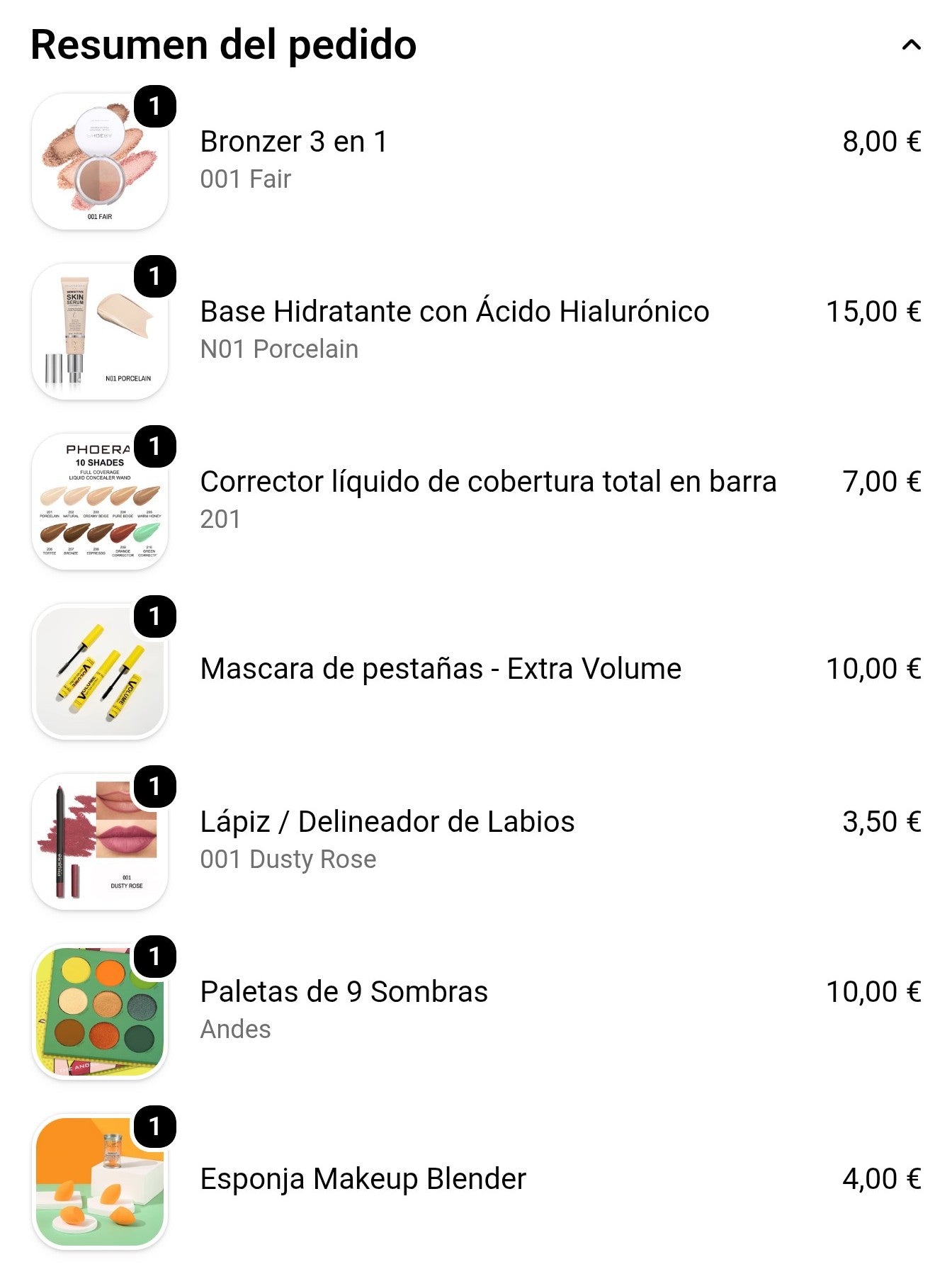 Productos maquillaje completo valorado en 100 euros a gastar en productos en stock de tienda